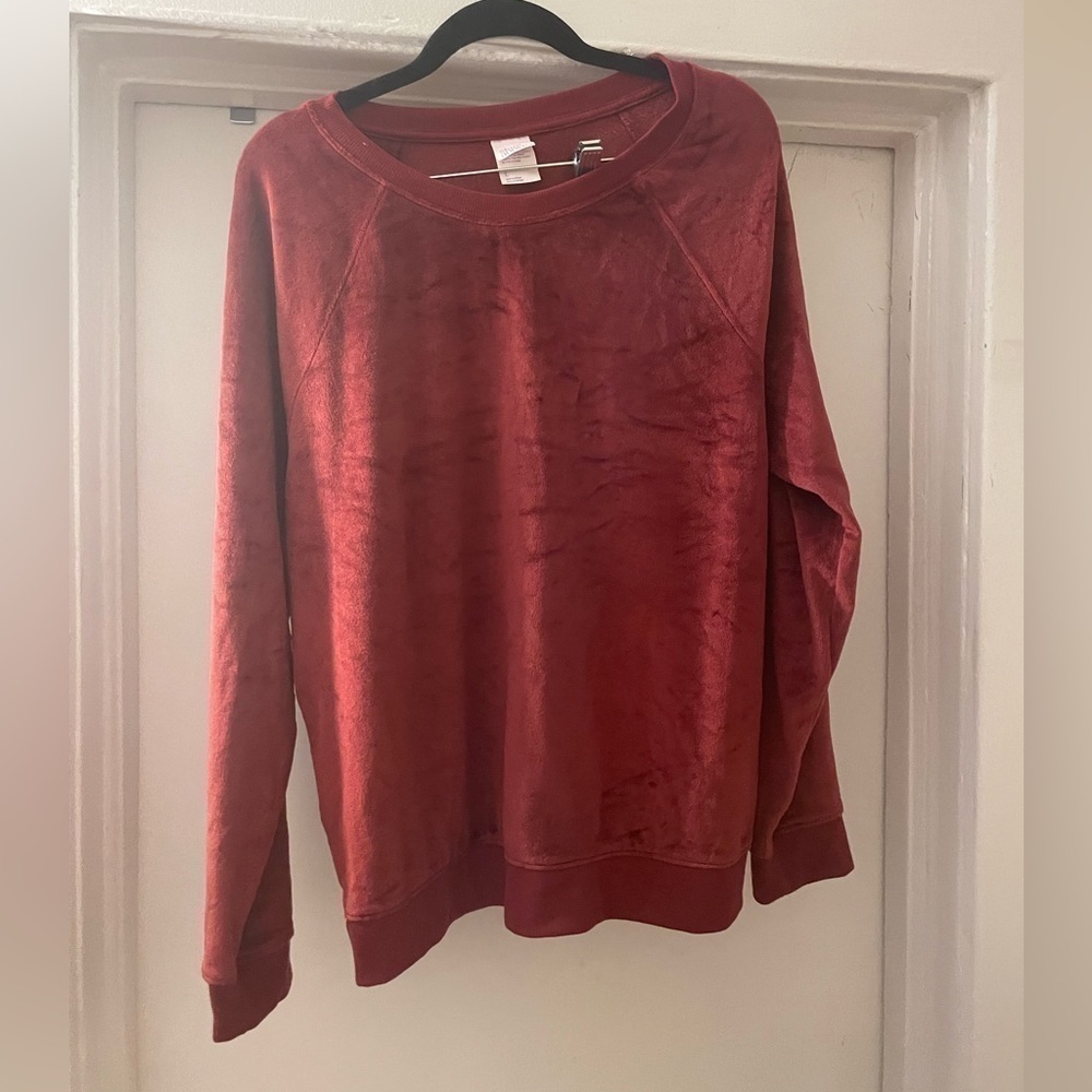 Stars Above Red-Orange Suede Long Sleeve Top Size Large